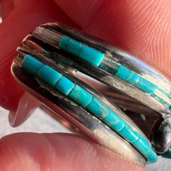 Large Native American Navajo Turquoise Sterling Silver Bangle
